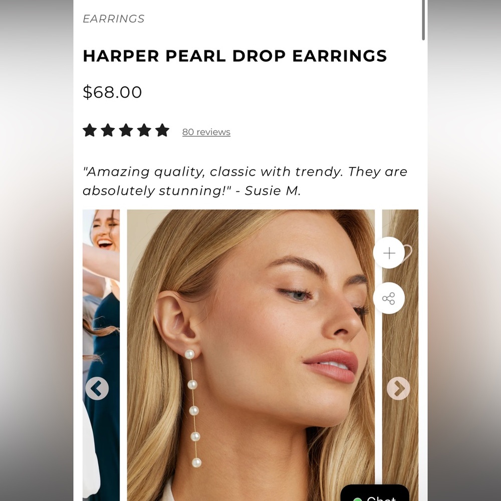 Untamed petals NWT Harper pearl and silver earrings